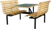 The RABUN Wood Slat Contour Booth - the natural finish Oak Slat bench seating provides durable and comfortable seating while providing an upgraded casual look! 